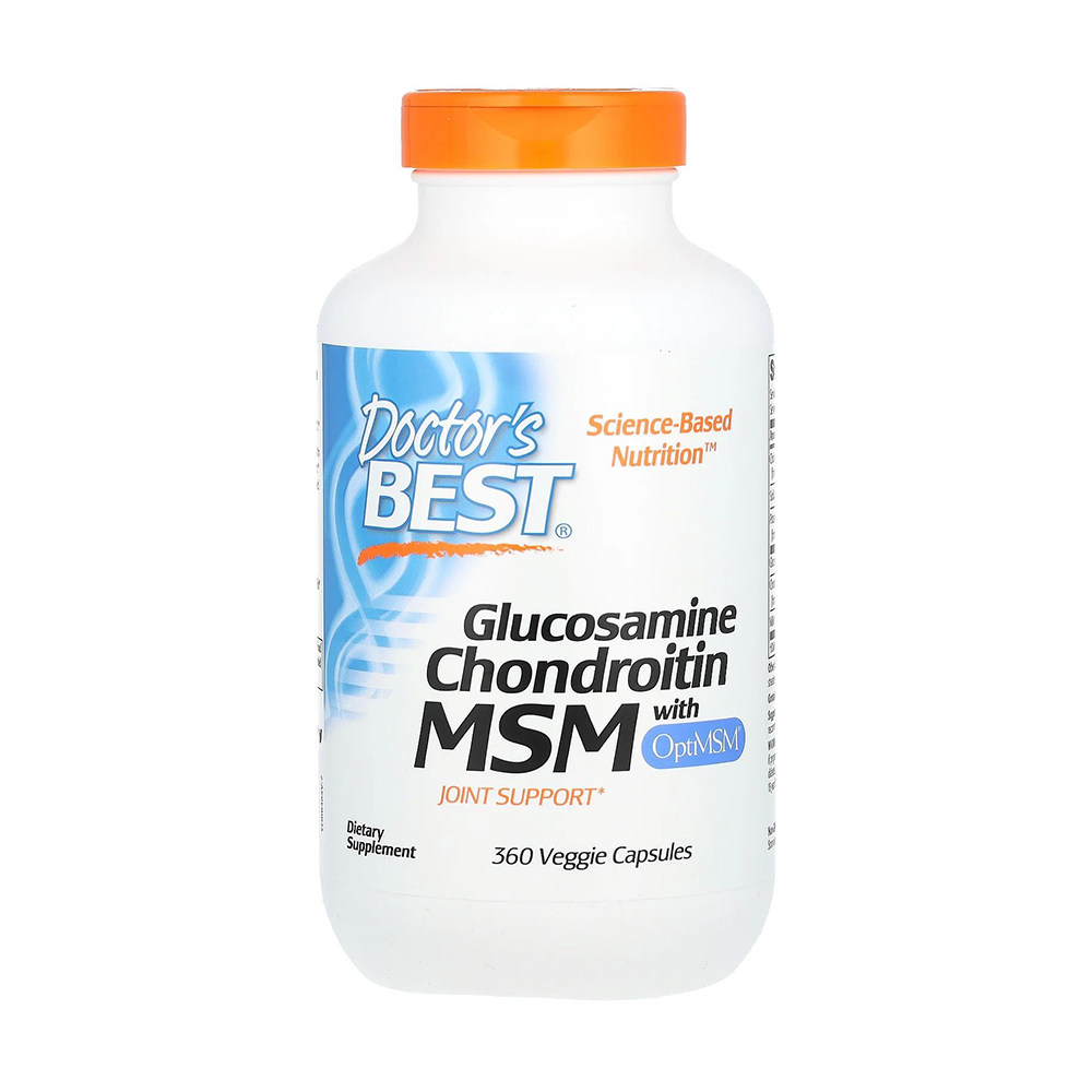 Уцінка! Глюкозамін хондроїтин МСМ Doctor's Best Glucosamine Chondroitin MSM with OptiMSM, 360 веганських капсул